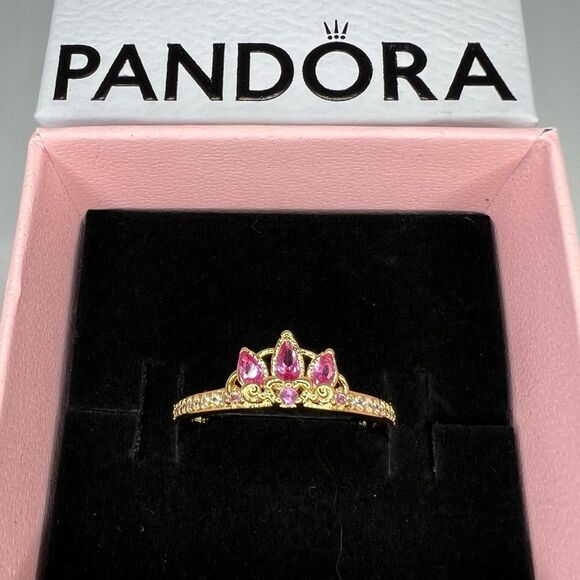 Pandora Disney Princess Rapunzel Tiara Ring Size 6 - Picture 3 of 8